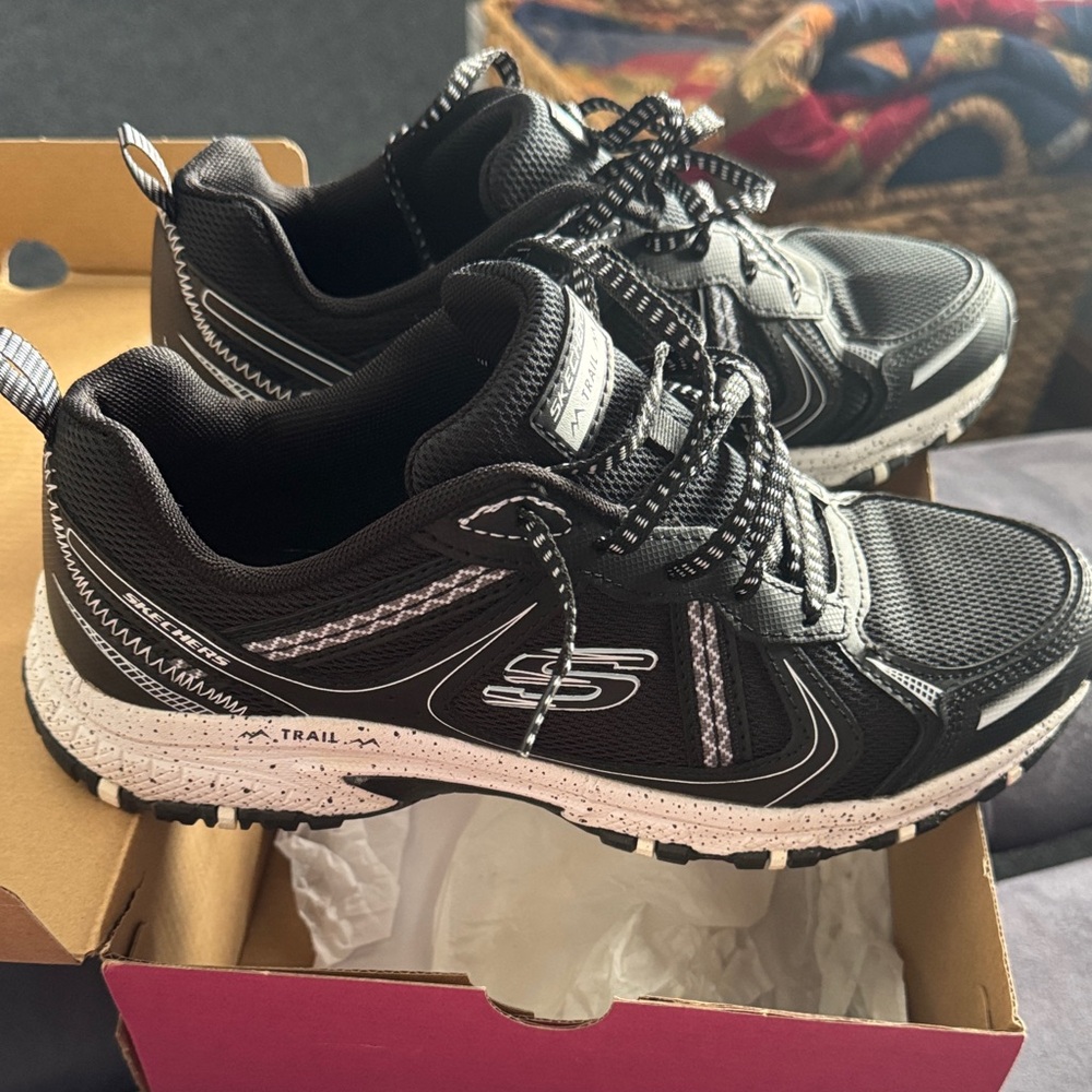 Skechers Black and White Trail Shoes